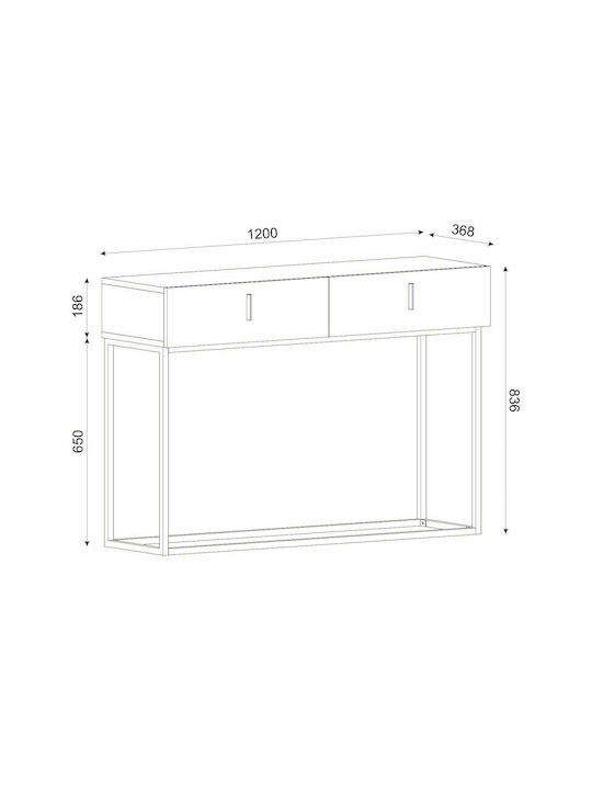 Mykonos Console Table Wood & Metal Καφέ / Μπρονζέ L120xW37xH84cm