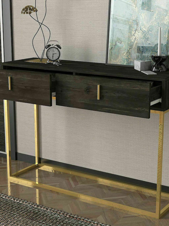 Mykonos Console Table Wood & Metal Καφέ / Μπρονζέ L120xW37xH84cm