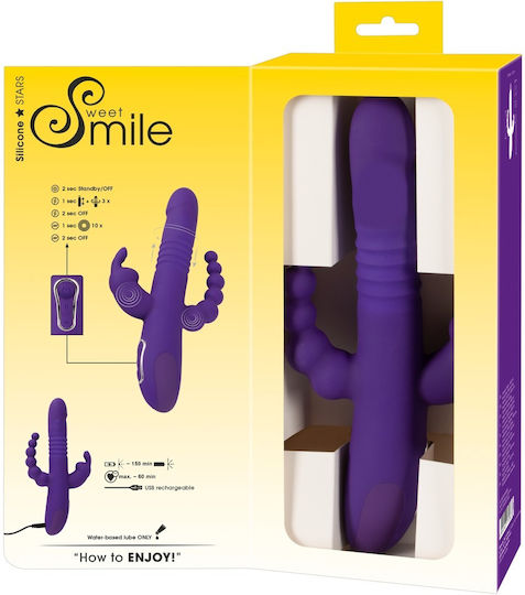 You2Toys Sweet Smile Thrusting Pearl Triple Vibrator Δονητής Rabbit 26cm Purple