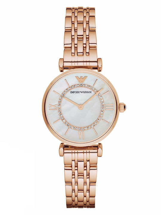 Emporio Armani Gianni Γυναικείο Ρολόι 32mm Μπαταρίας με Ροζ Χρυσό Μεταλλικό Μπρασελέ