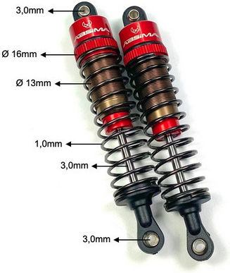 Absima 1:10 Alu Standard Dampers 120mm Ανταλλακτικό για Τηλεκατευθυνόμενο 1τμχ