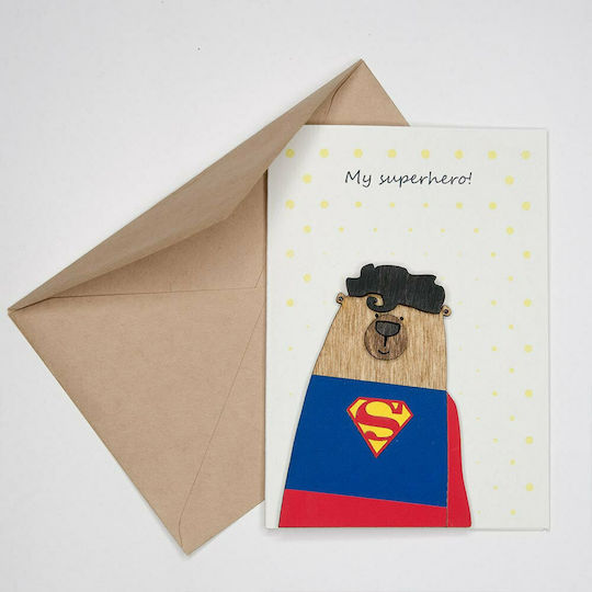 My Superhero Greeting Card Celebration Wooden 15x11cm