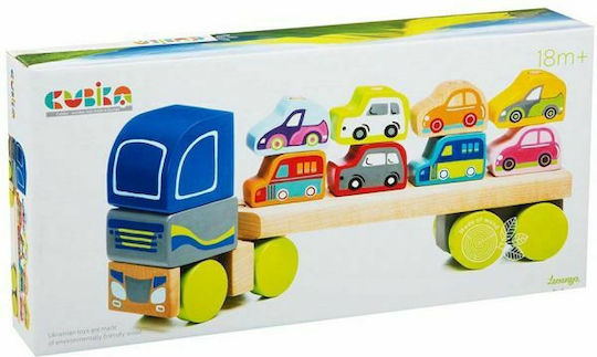 Cubika Vehicle Truck With 8 Cars made of Wood for 18++ Months