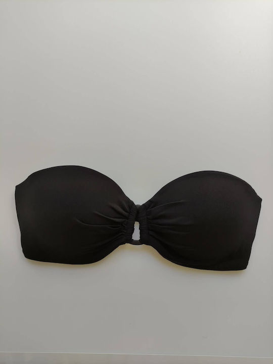 Strapless Bikini Top B Cup με Ενίσχυση Μαύρο