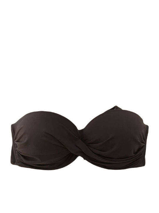 Strapless Bikini Top E Cup με Ενίσχυση Μαύρο
