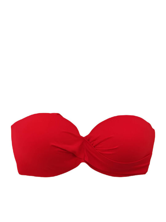 Strapless Bikini Top D Cup With Padding Red