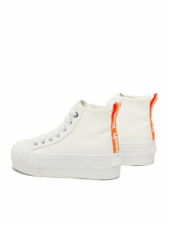 Γυναικεία Flatforms Μποτάκια Λευκά
