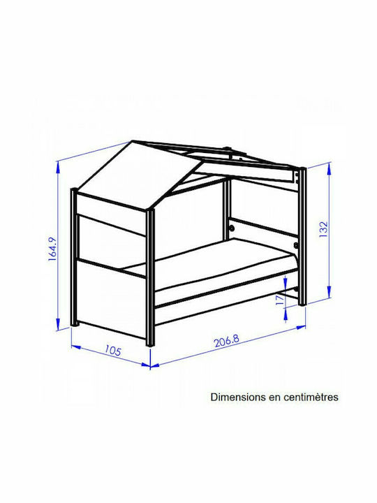 Dakar Παιδικό Κρεβάτι Μονό Μαύρο για Στρώμα 90x200cm