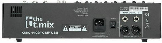 The t.mix Xmix 1402 FXMP USB Αναλογική Κονσόλα 14 Καναλιών με Phantom Power & 8 Εισόδους XLR & Bluetooth