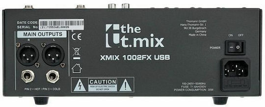 The t.mix Xmix 1002 FX USB Consolă Analogică 10 Canale cu Putere fantomă & 4 Intrări XLR