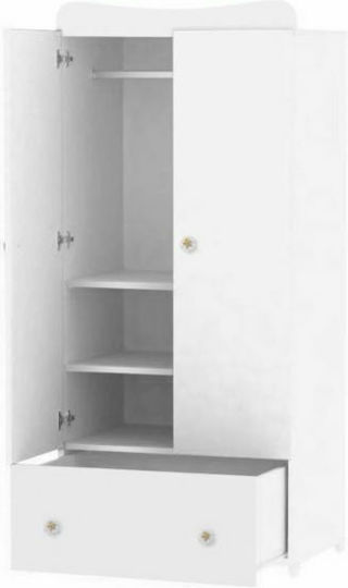 Exclusive Δίφυλλη Ντουλάπα με 1 Συρτάρι White-Light Oak 57x80x178cm