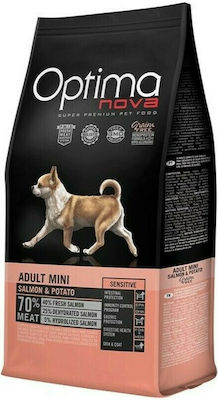 Optimanova Adult Mini Sensitive 8kg Trockenfutter ohne Getreide für erwachsene Hunde kleiner Rassen mit Kartoffeln und Lachs