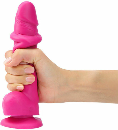 Strap On Me Sliding Skin Realistic Dildo M Ρεαλιστικό Dildo με Όρχεις και Βεντούζα Fuchsia 13.4cm