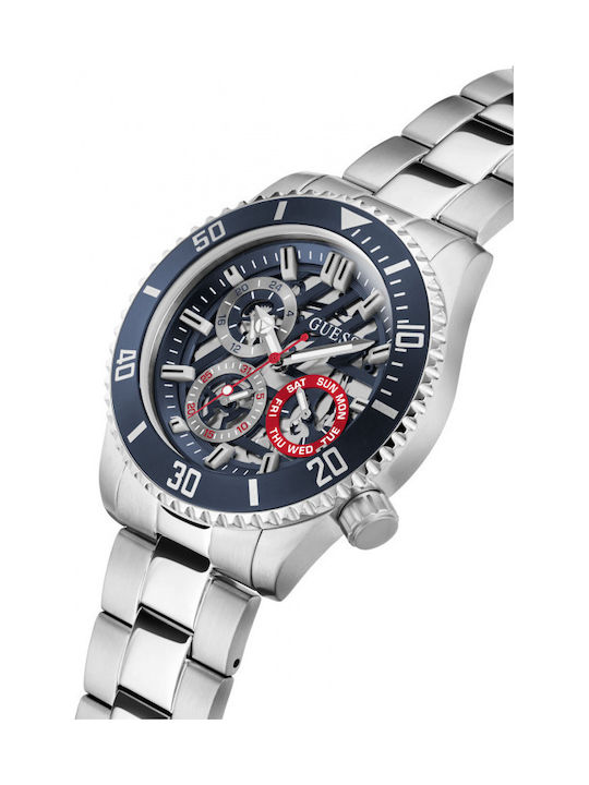 Guess Axle Men's Watch 45mm Battery with Silver Metal Bracelet