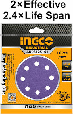 Ingco Orbital Sander Sheet K120 / K40 / K60 / K80 with Holes 125x125mm 10pcs