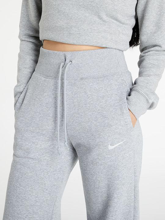Phoenix Ψηλόμεσο Παντελόνι Φόρμας Φαρδύ Fleece Γκρι