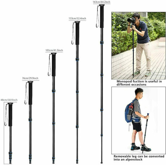 Neewer Carbonfaser Monopod mit Tragetasche mit Einfaches Fußbett und Belastbarkeit 10kg