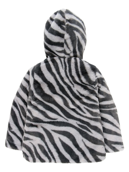 Kids' Fur Short Double Sided with Hood Black