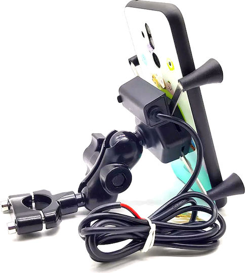 Mount Phone Motorcycle with Adjustable Arm for Steering Wheel and USB charger