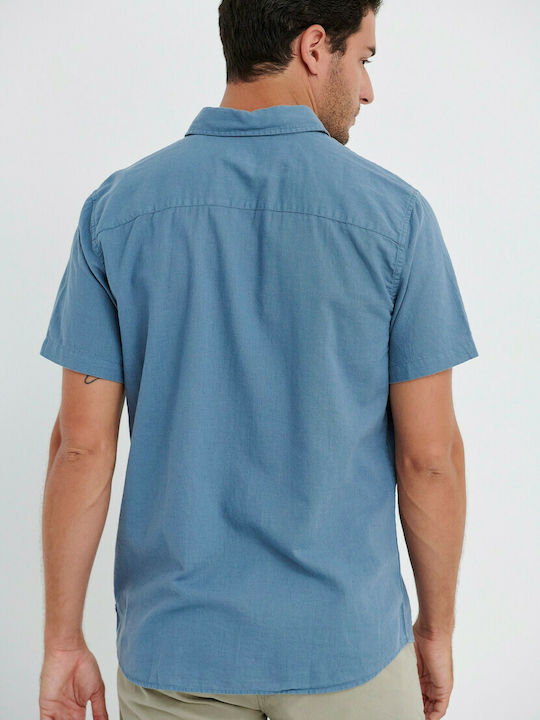 Garage Fifty5 Men's Shirt Short Sleeve Linen Blue