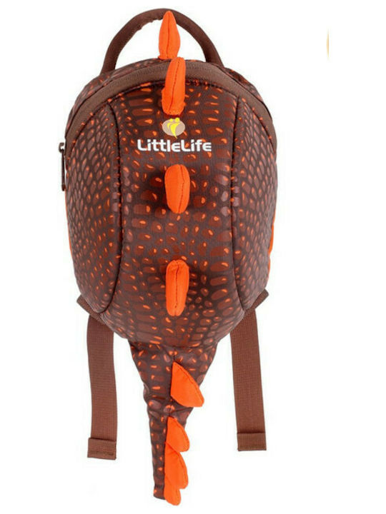 Littlelife Dinosaur Σχολική Τσάντα Πλάτης Νηπιαγωγείου Καφέ με Θήκη για Παγούρι 5lt