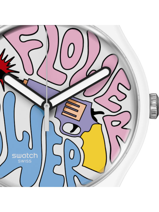 Swatch Power Of Peace Мъжки Часовник 41мм На Батерия С Каучукова Каишка