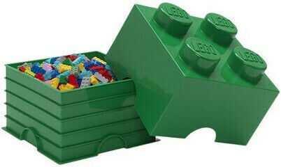 LEGO Детска кутия за съхранение от пластмаса 4-Stud Зелен 25x25x18см 1бр