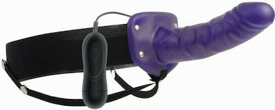 Adam & Eve Universal Hollow Strap-On Gurtzeug mit Einzeln Dildo 15cm und Vibration in Lila Farbe