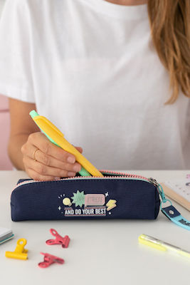 Mr. Wonderful No Stress And Do Your Best Pencil Case with 1 Compartment Blue