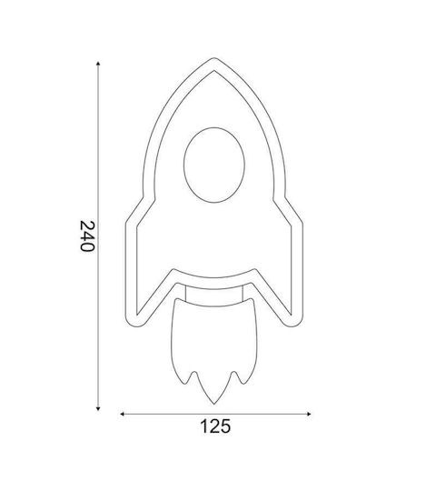 Aca Led Kids Wall Light Nasa Red Aca Led Kids Wall Light Nasa Red