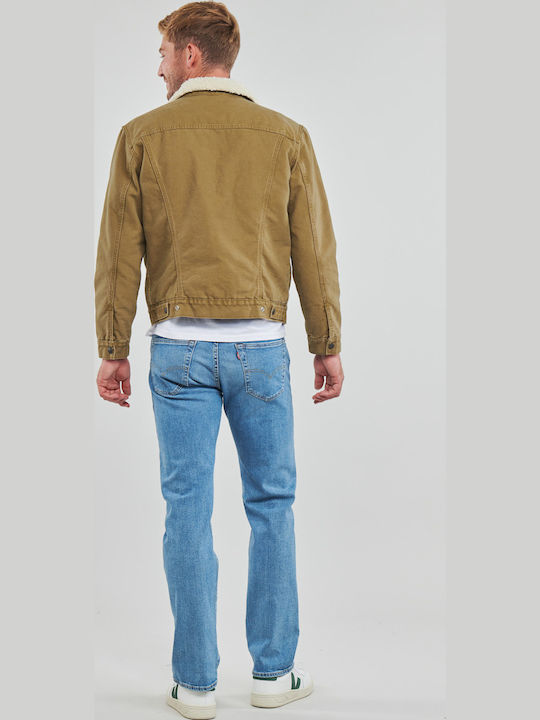 Type Iii Sherpa Trucker Denim Winter Jacket Washed Cougar Canvas