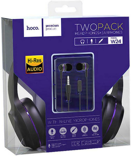 Hoco W24 Enlighten Wired On Ear Headphones Purple
