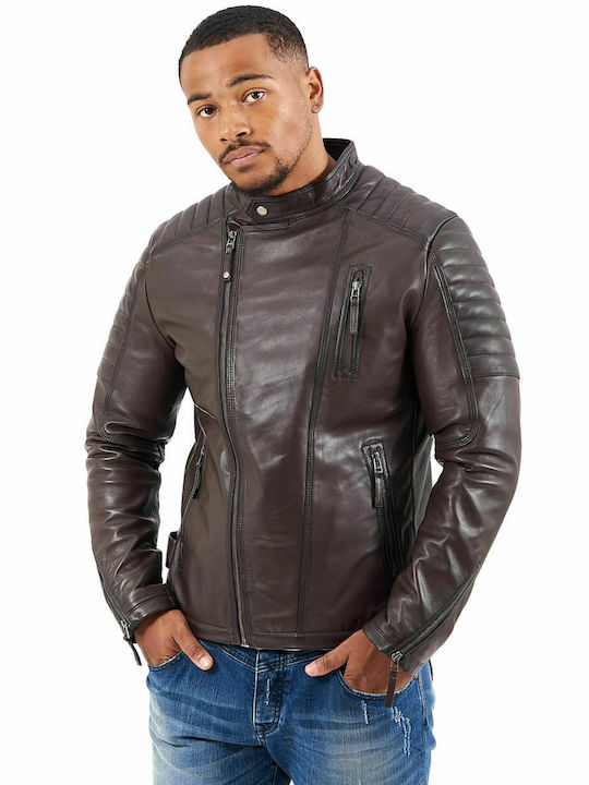 CHARLIE SUC SHEEP BROWN - AUTHENTIC MEN'S BROWN LEATHER JACKET