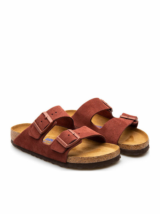 Arizona Soft Footbed Suede Leather Women's Flat Sandals Anatomic Chocolate Narrow Fit