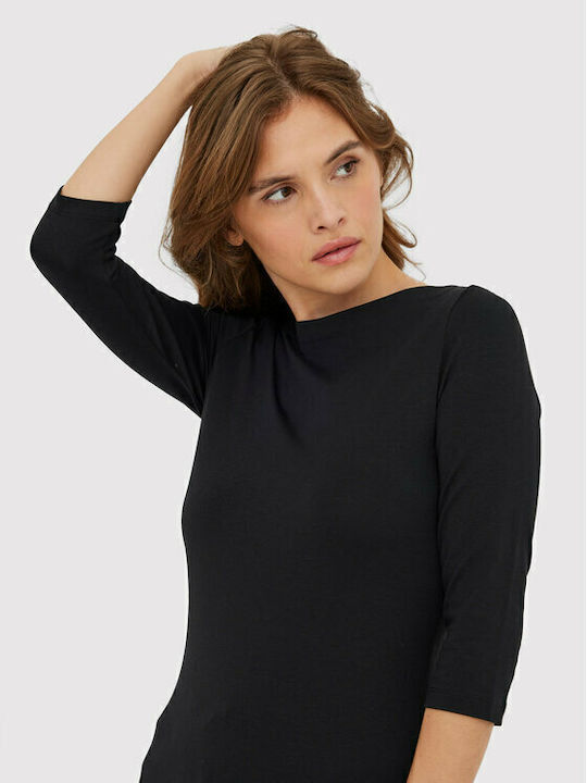 Panda Women's Blouse with 3/4 Sleeve Black