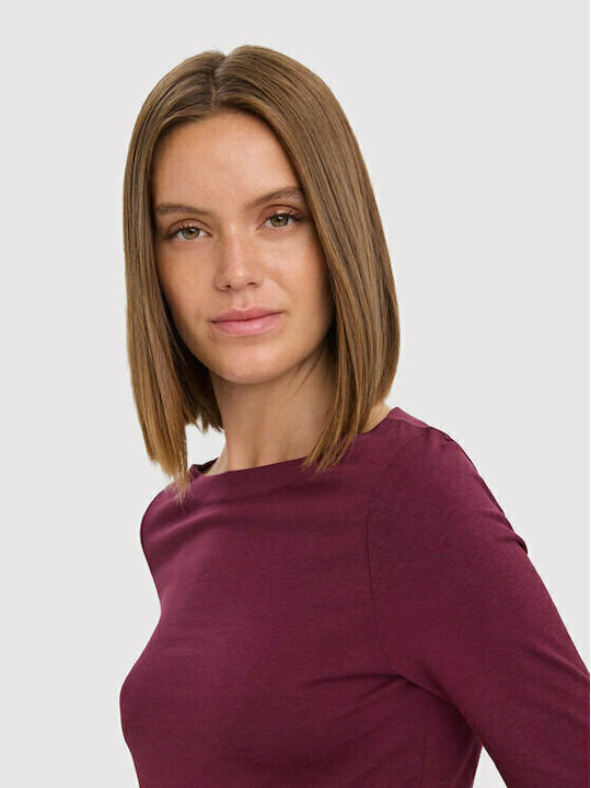 Panda Women's Blouse with 3/4 Sleeve Burgundy