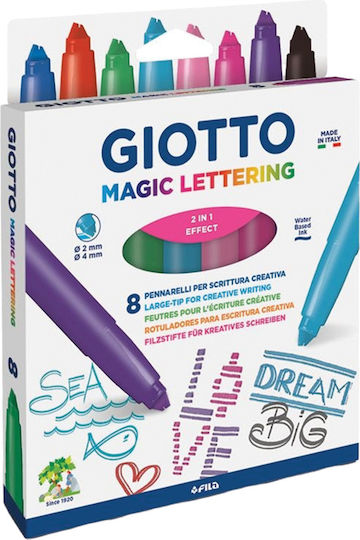 Giotto Magic Lettering Drawing Markers Thick Set of 8pcs