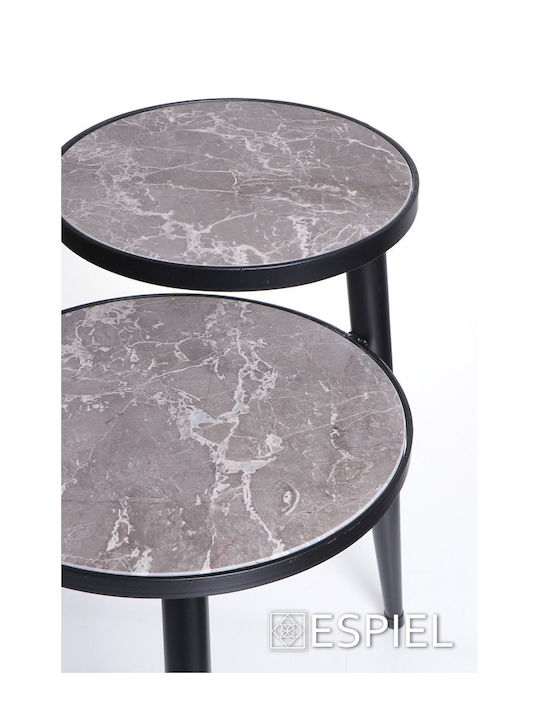 Oval Metal Side Table Gray 52x42x67cm