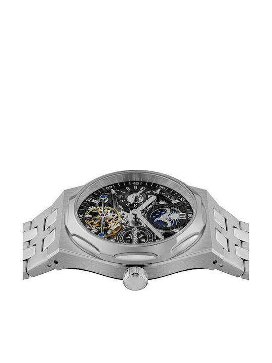 Ingersoll The Broadway Ανδρικό Ρολόι 43mm Χρονογράφος Αυτόματο με Ασημί Ατσάλινο Μπρασελέ