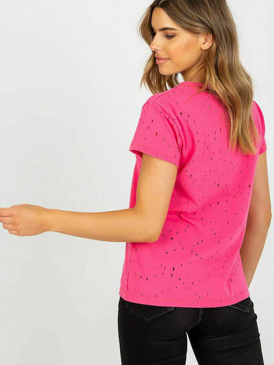 Fancy Women's T-shirt with V Neckline Pink