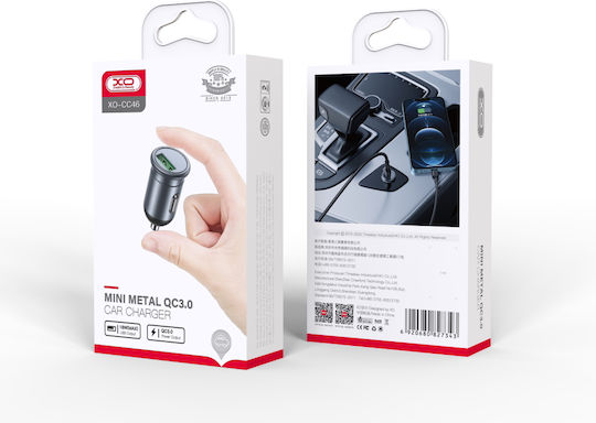 XO CC46 Car Charger 3A with one Port: 1xUSB Gray Color