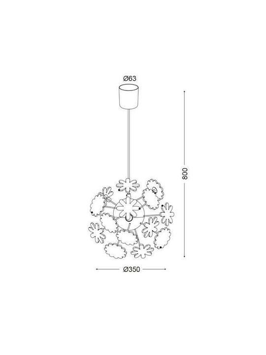 Aca Kids Wooden / Plastic Chandelier Ceiling Light E14 Animals Multicolour 40W