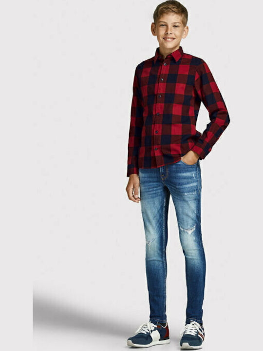 Kids Checked Shirt Long Sleeve Red