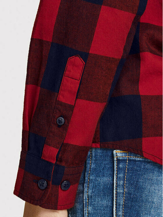 Kids Checked Shirt Long Sleeve Red