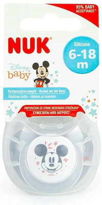 Nuk Orthodontic Pacifier Silicone Mickey Mickey Mouse Grey - White with Case for 6-18 months 1pcs