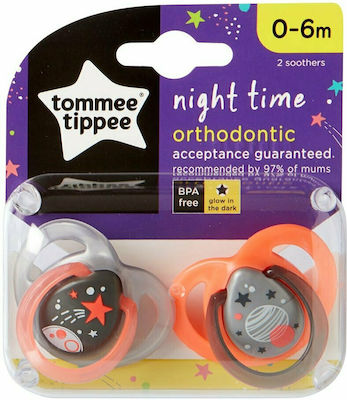 Tommee Tippee Pacifiers Silicone Night Time Glow Ornage Night for 0+ months 2pcs