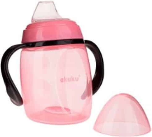 Akuku Educational Sippy Cup Plastic with Handles Pink for 6m+m+ 280ml A0429