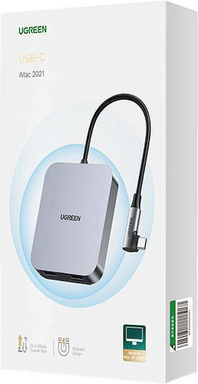 Ugreen USB-Hub 3 Anschlüsse USB 3.0 mit USB-C Anschluss Grau