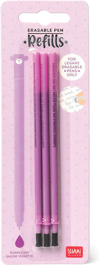 Legami Milano Erasable 3 Replacement Inks for Pen Purple