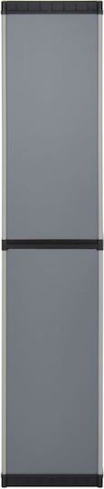 Single-Leaf Plastic Cabinet with Locking Capability with 3 Shelves Grey / Black 34x40x168 cm